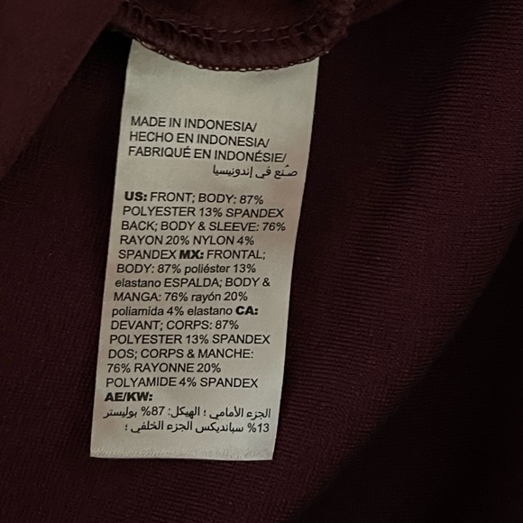 Chico's Burgundy Faux Suede Front Knit Long Sleeve Career Casual Tunic Top 0P - Picture 8 of 8